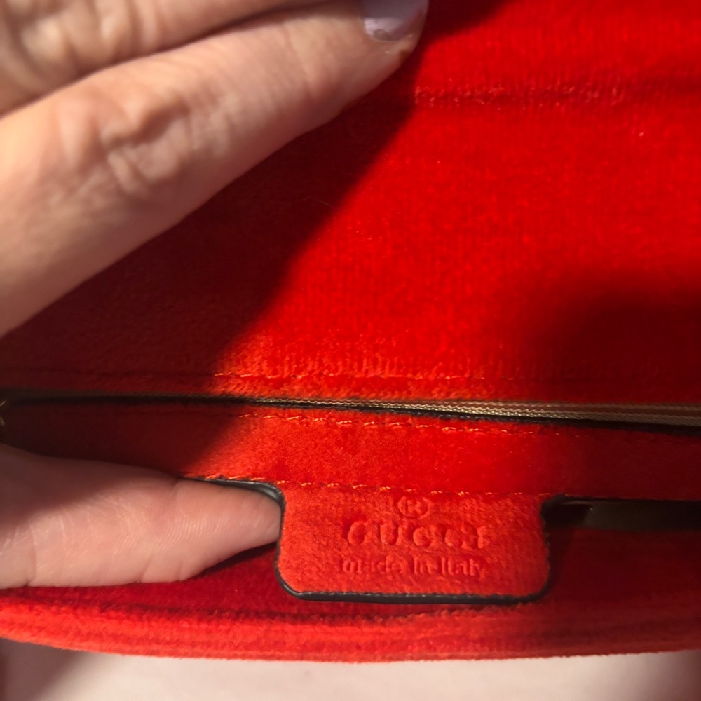 Gucci GG Marmont Shoulder Bag Red Velvet w/ Gold-Toned Chain Strap #498110218048 - Picture 10 of 11